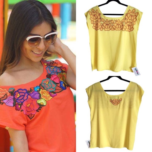 Lolkina Tops - Boho bohemian Mexican Embroidered Blouse